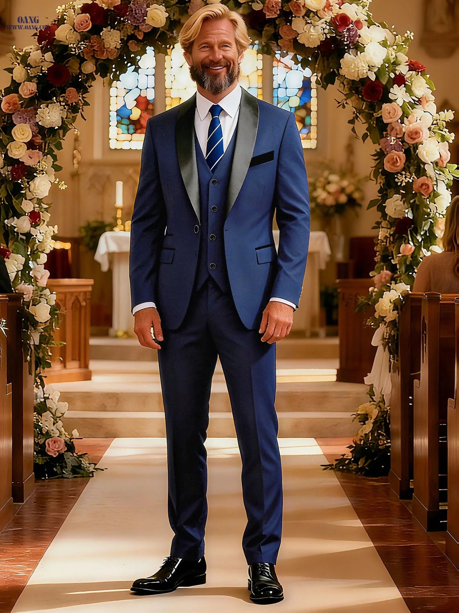 Stylish Men's Three-Piece Suit - Blazer, Vest & Trousers Set   OAXG 