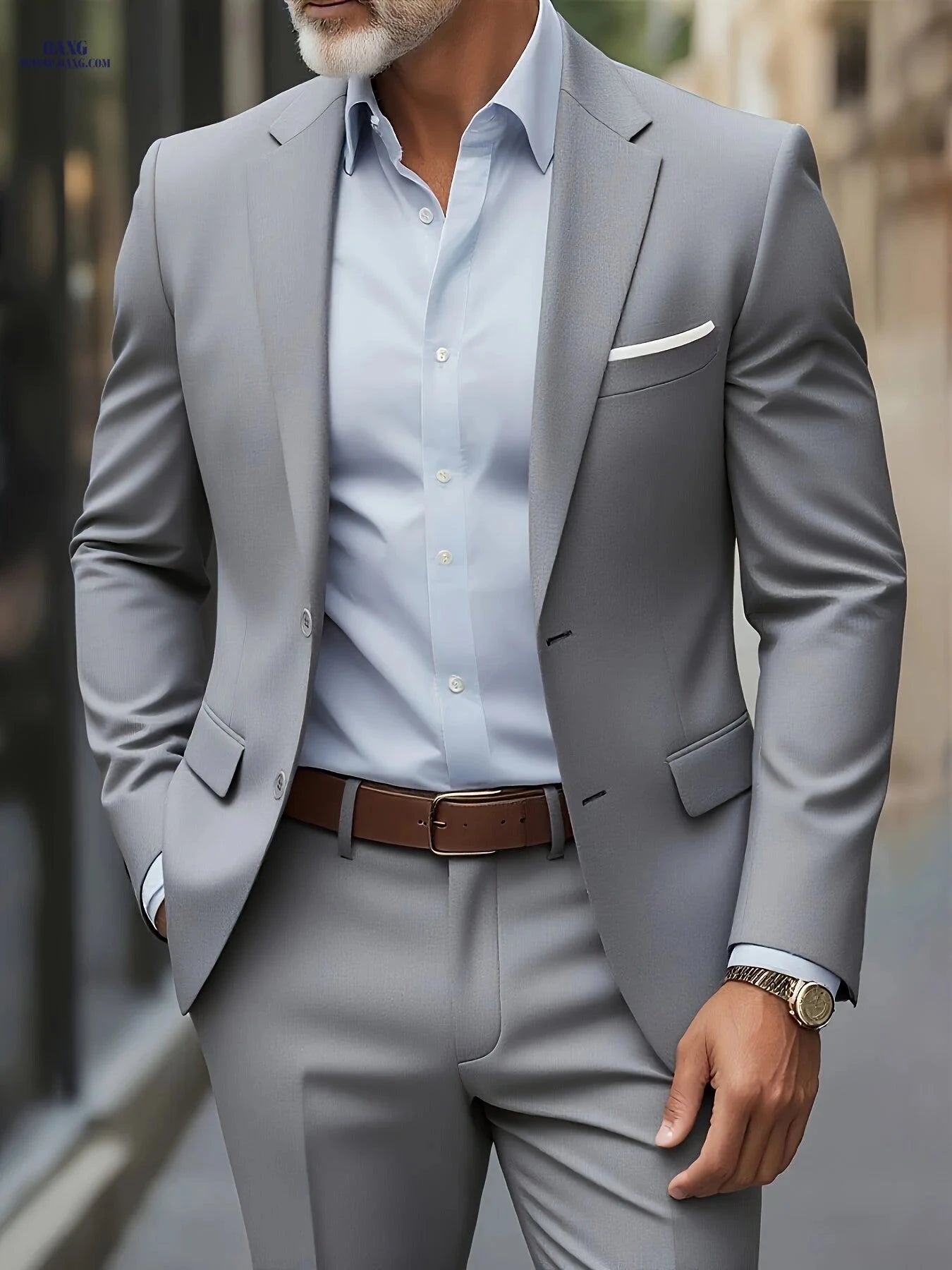 Stylish Men's Two-Piece Suit Set - Jacket and Trousers for All Occasions   OAXG 