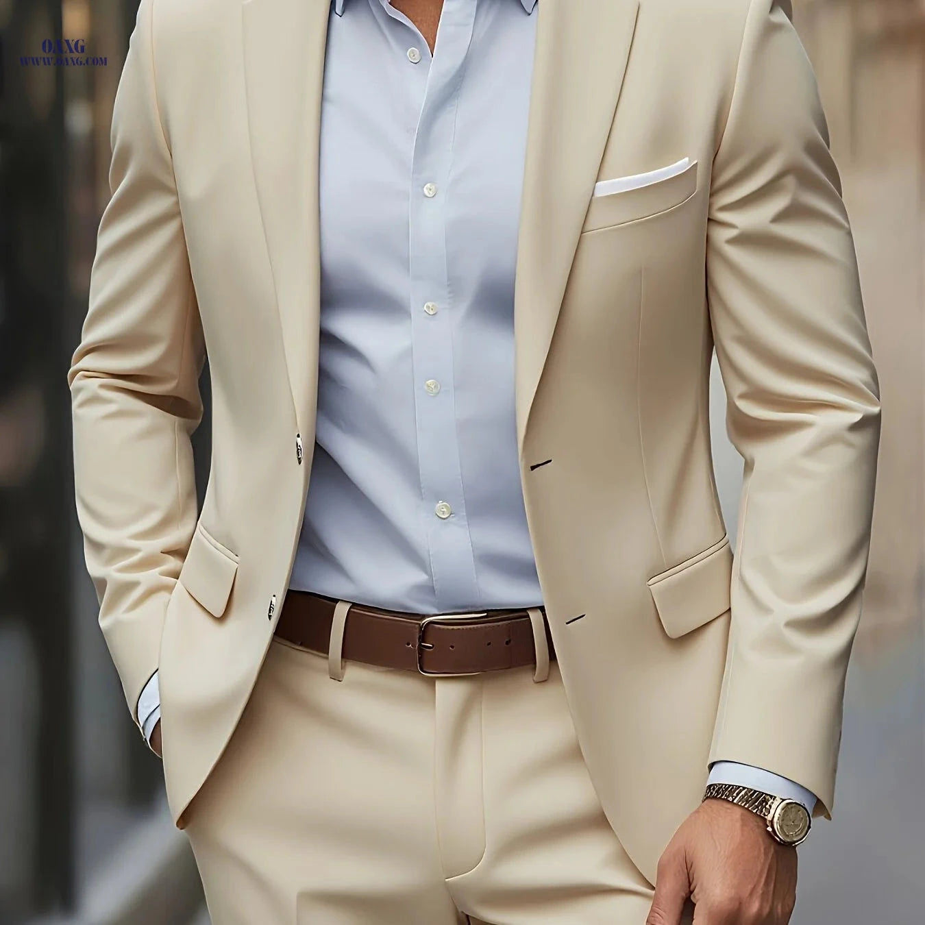 Stylish Men's Two-Piece Suit Set - Jacket and Trousers for All Occasions   OAXG 