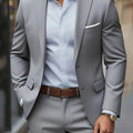 Stylish Men's Two-Piece Suit Set - Jacket and Trousers for All Occasions   OAXG Grey / FR XXS