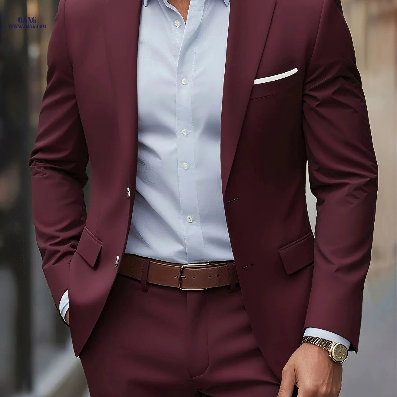 Stylish Men's Two-Piece Suit Set - Jacket and Trousers for All Occasions   OAXG Grey / FR XXS