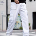 Stylish Multi-Pocket Straight-Leg Jeans - Unisex White Denim Pants   OAXG 