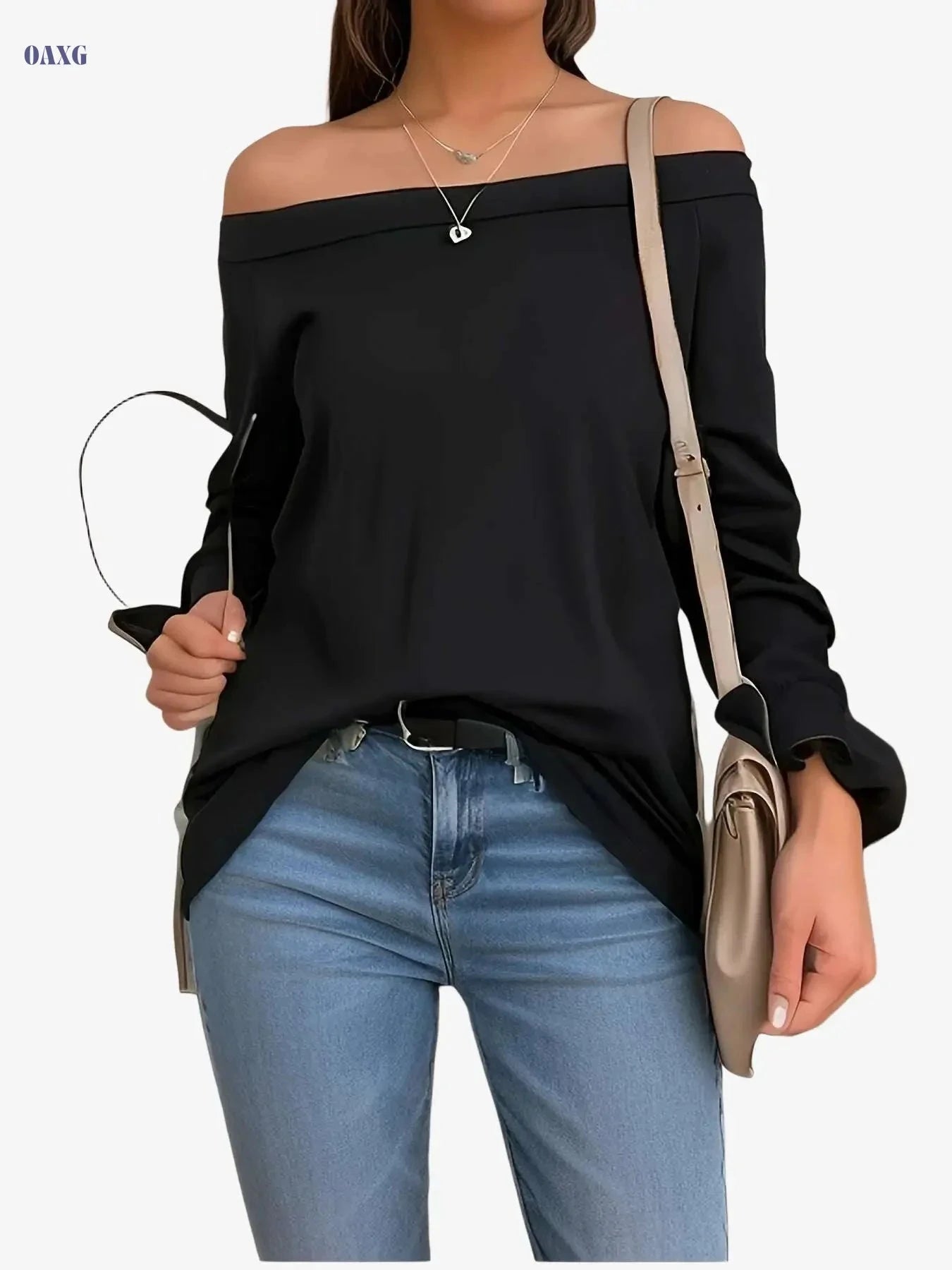 Stylish Off Shoulder Long Sleeve T-Shirt - Casual Women's Top   OAXG 
