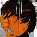 Stylish Orange and Black Zip-Up Hoodie for Men - Lightweight Casual Wear   OAXG Multicolor / FR M