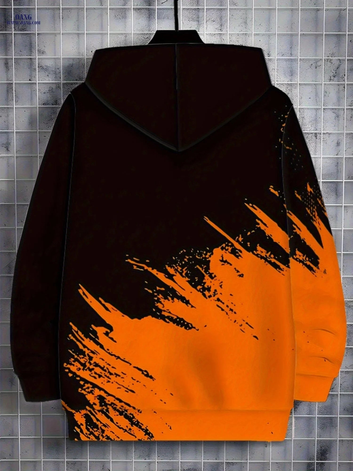 Stylish Orange and Black Zip-Up Hoodie for Men - Lightweight Casual Wear   OAXG 