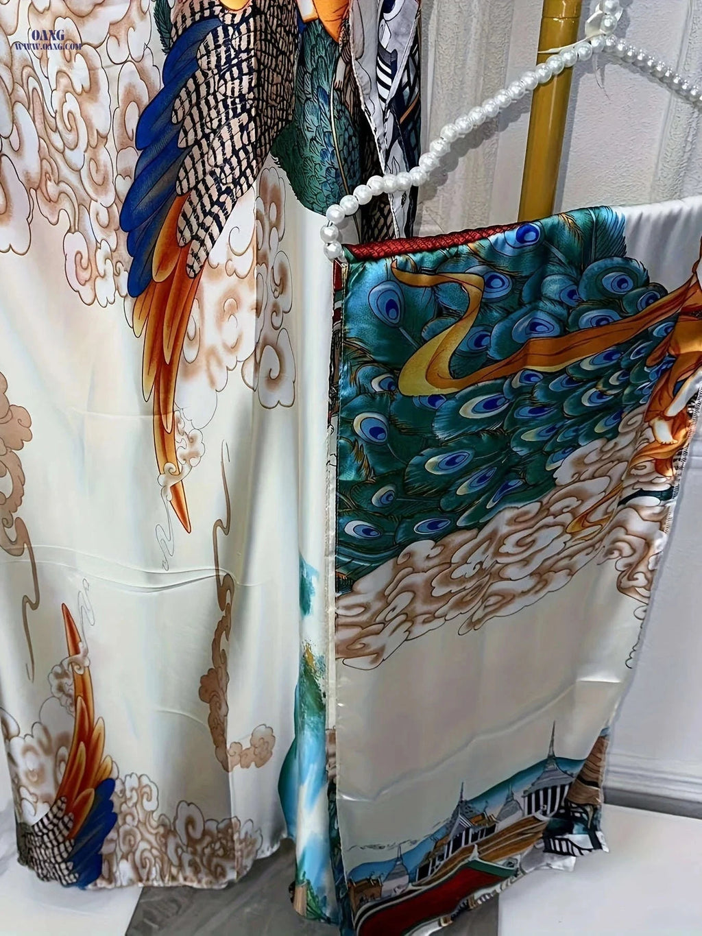 Stylish Printed Boat Neck Abaya - Chic Batwing Sleeve Dress   OAXG 