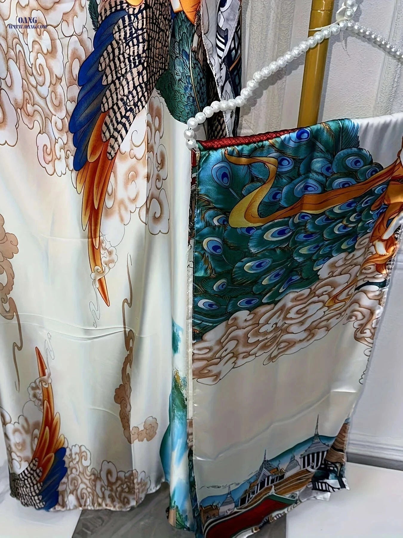 Stylish Printed Boat Neck Abaya - Chic Batwing Sleeve Dress   OAXG 