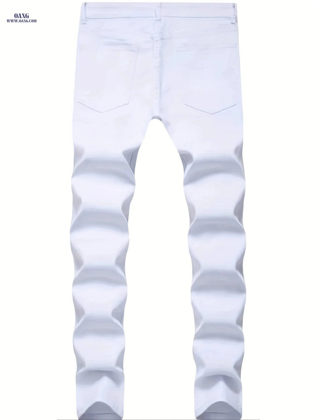 Stylish Pure White Long Pants - Ripped Denim for All Seasons   OAXG 