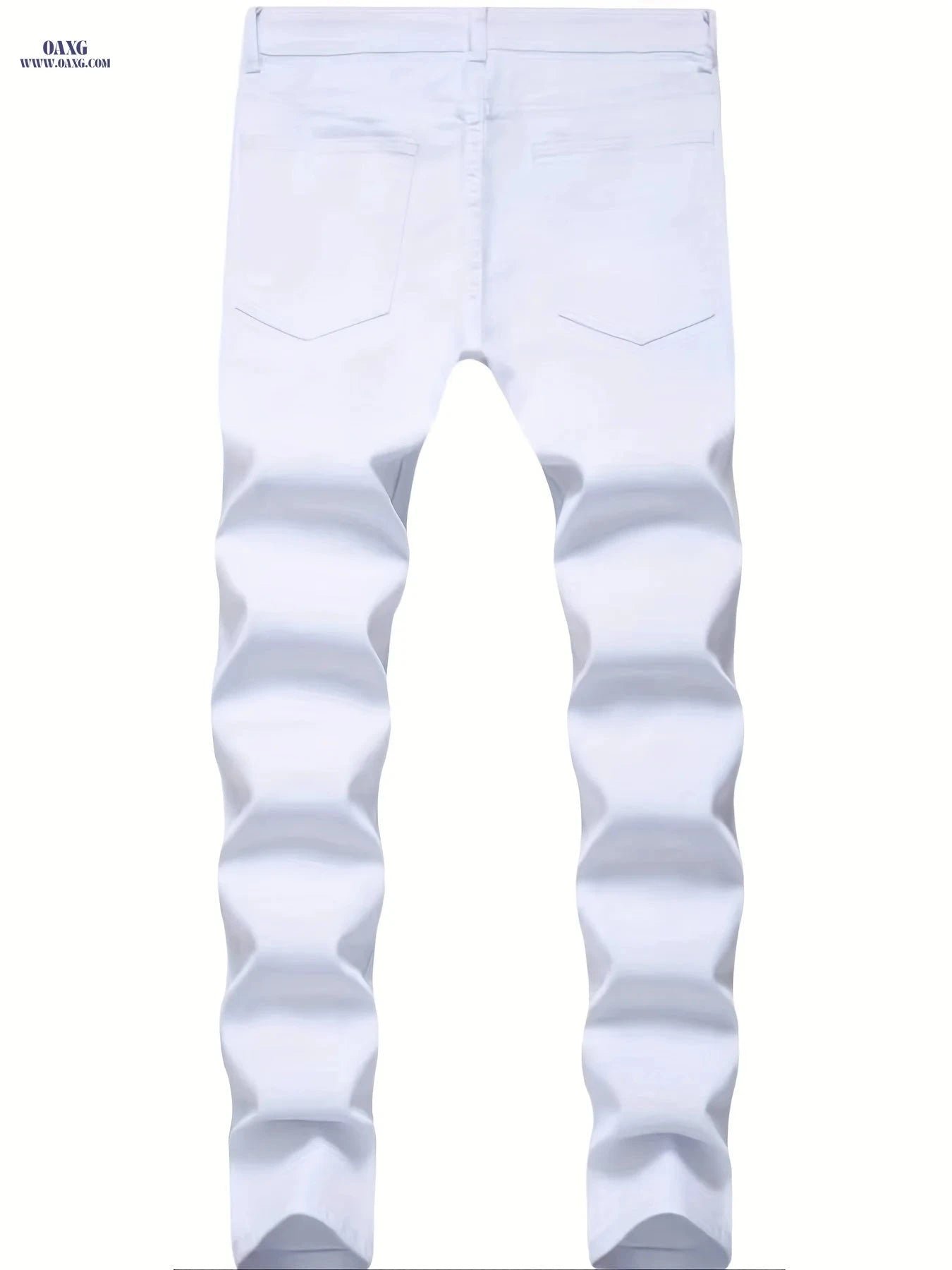 Stylish Pure White Long Pants - Ripped Denim for All Seasons   OAXG 