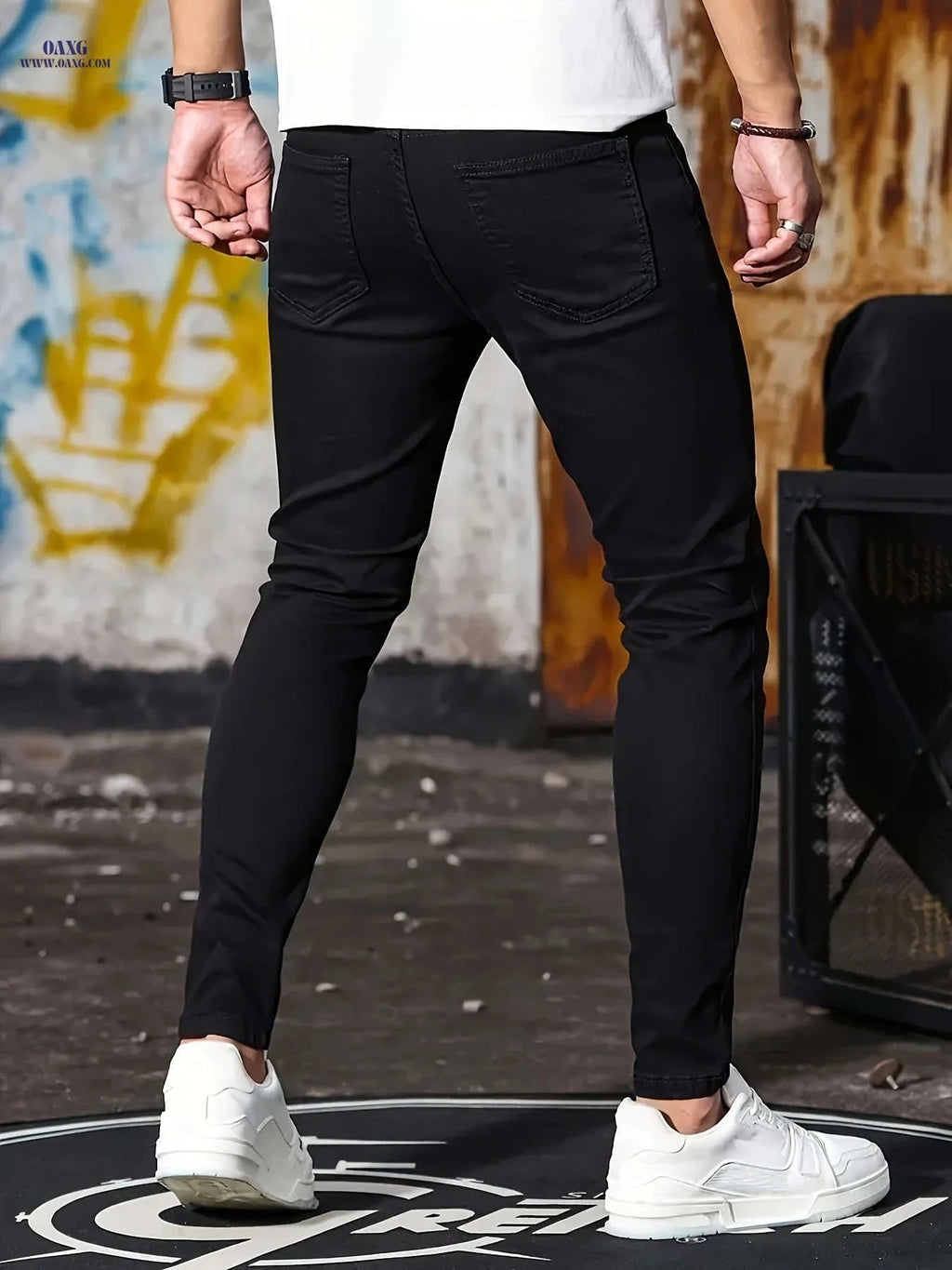 Stylish Pure White Long Pants - Ripped Denim for All Seasons   OAXG White / FR S