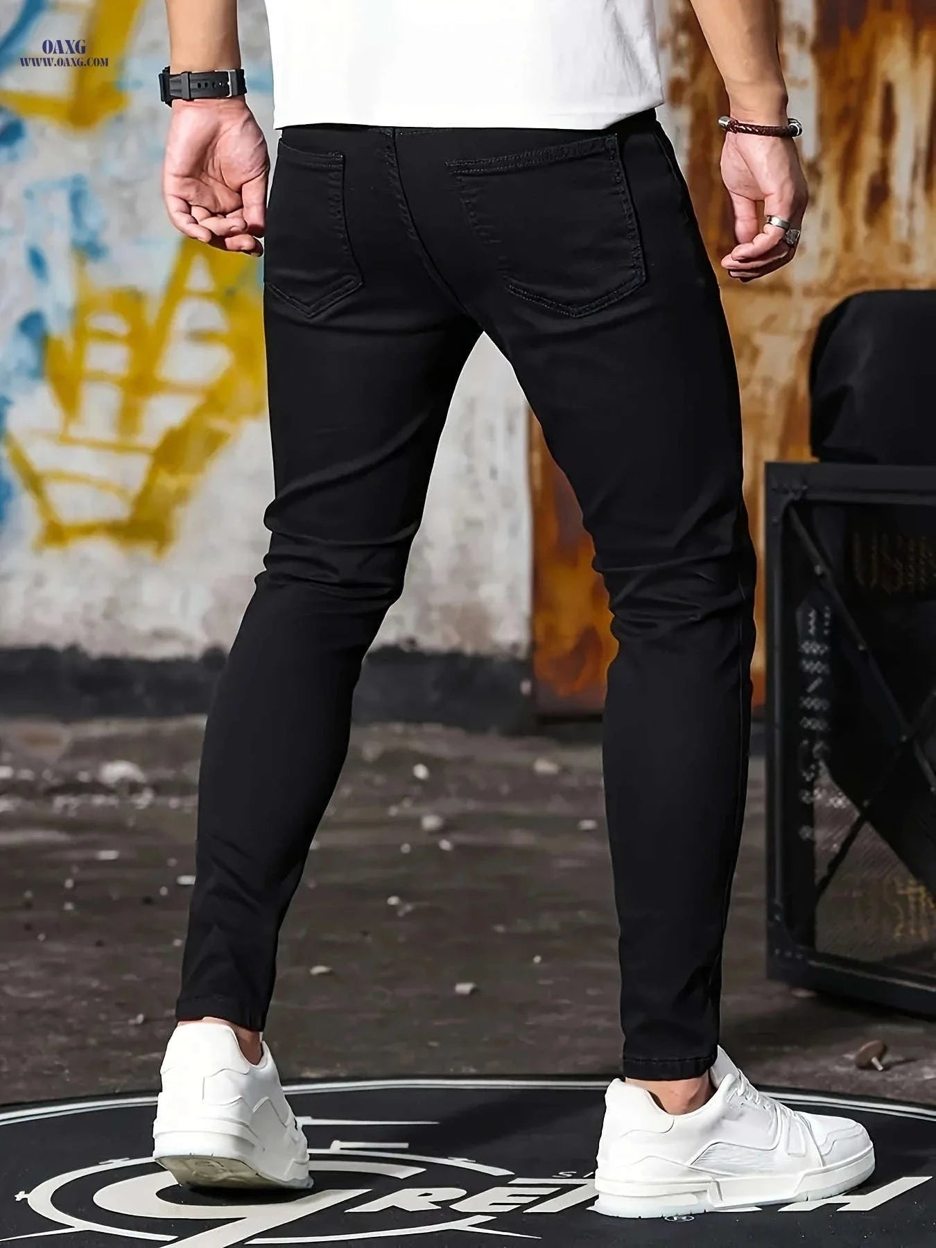 Stylish Pure White Long Pants - Ripped Denim for All Seasons   OAXG White / FR S