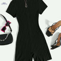 Stylish Ribbed Knit Turtleneck Jumpsuit - Mid Elasticity Fabric   OAXG 