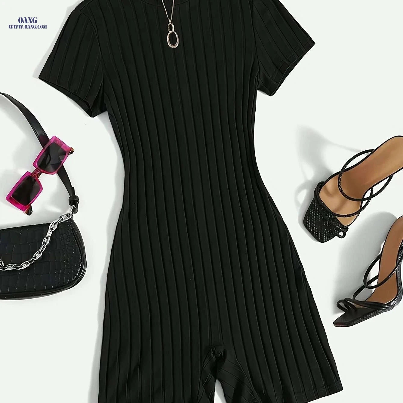 Stylish Ribbed Knit Turtleneck Jumpsuit - Mid Elasticity Fabric   OAXG 