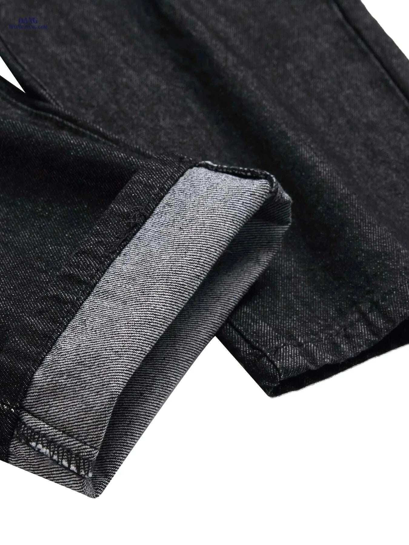 Stylish Ripped Jeans for Men - Slim Fit Straight Leg Denim Pants   OAXG Black / 28