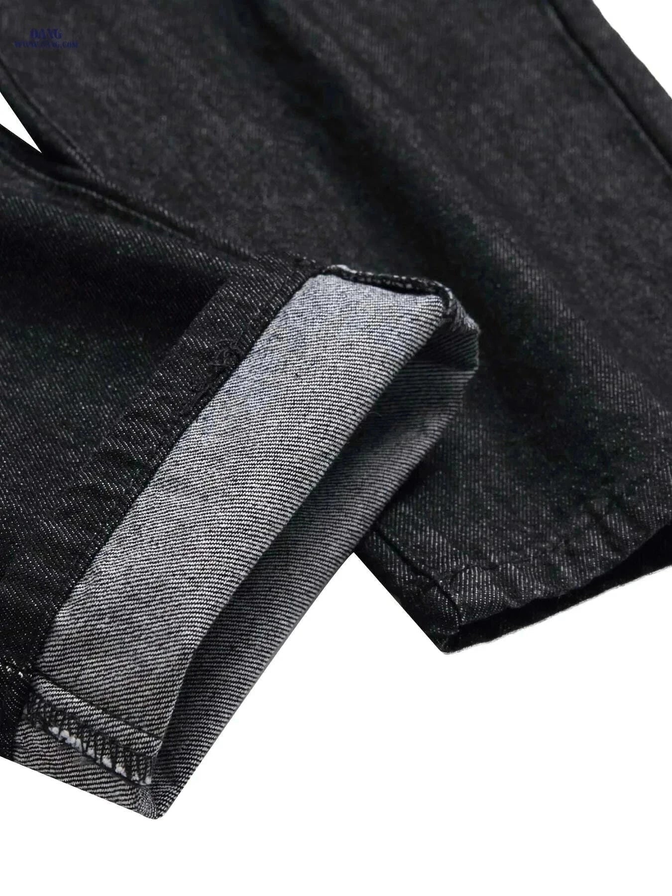 Stylish Ripped Jeans for Men - Slim Fit Straight Leg Denim Pants   OAXG Black / 28