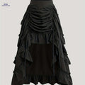 Stylish Ruffle Skirt - High Waist A-line Drawstring Skirt for Women   OAXG Black / S
