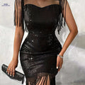 Stylish Sequin Bodycon Dress - High-Waisted, Sleeveless for Parties   OAXG Deep Grey / S