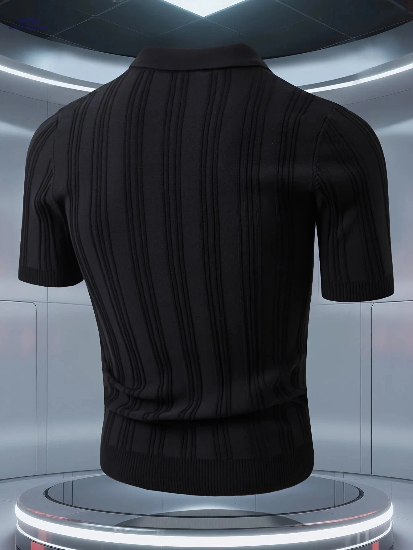 Stylish Short-Sleeve Polo Shirt for Men - Quarter-Zip, Striped Design   OAXG 