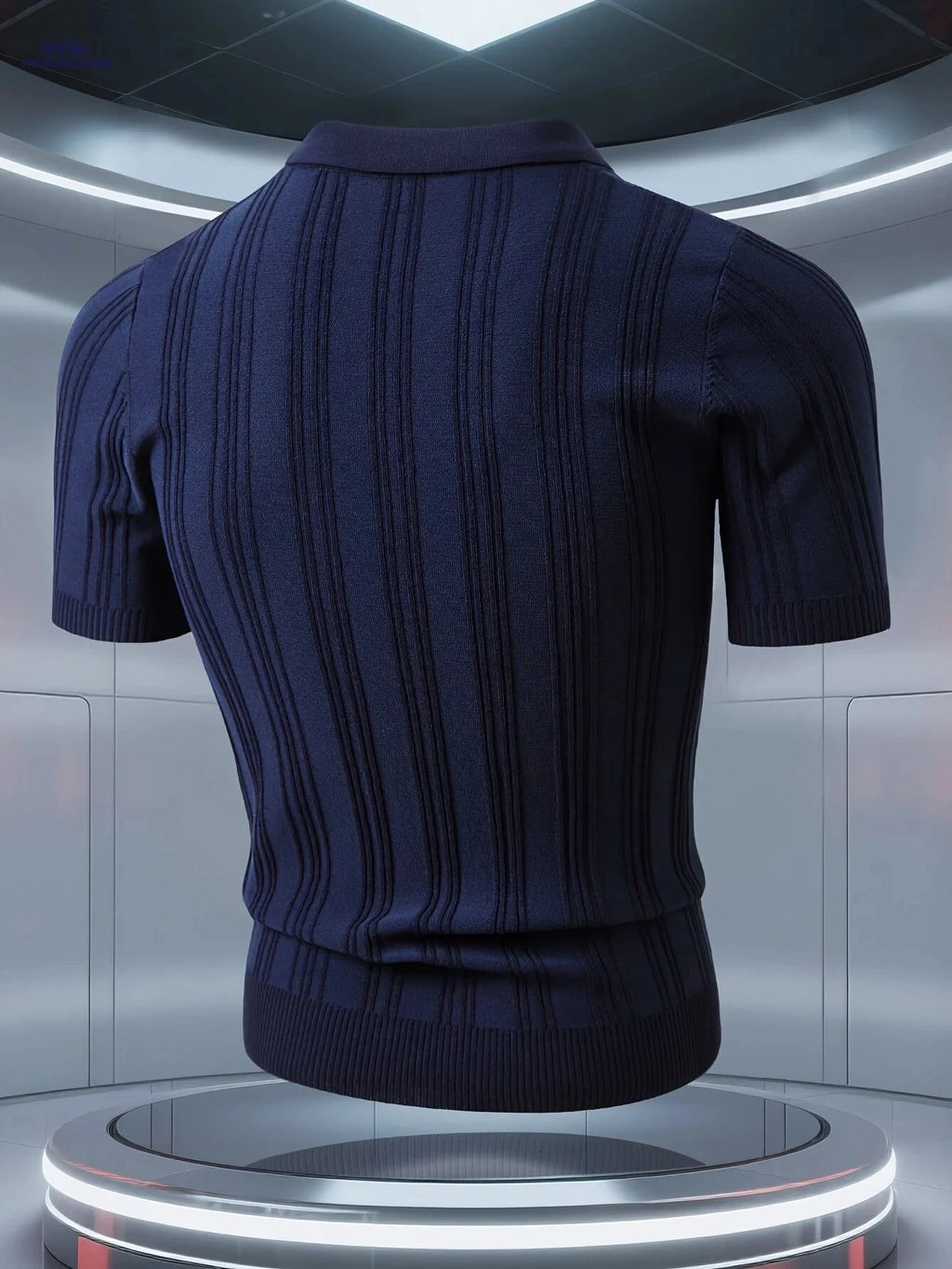 Stylish Short-Sleeve Polo Shirt for Men - Quarter-Zip, Striped Design   OAXG Black / FR XS