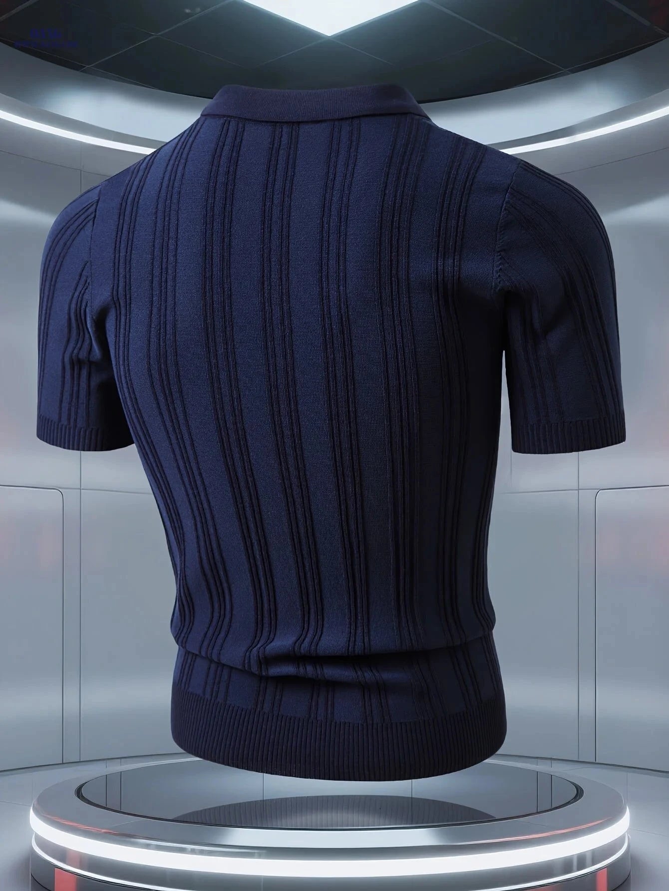 Stylish Short-Sleeve Polo Shirt for Men - Quarter-Zip, Striped Design   OAXG Black / FR XS