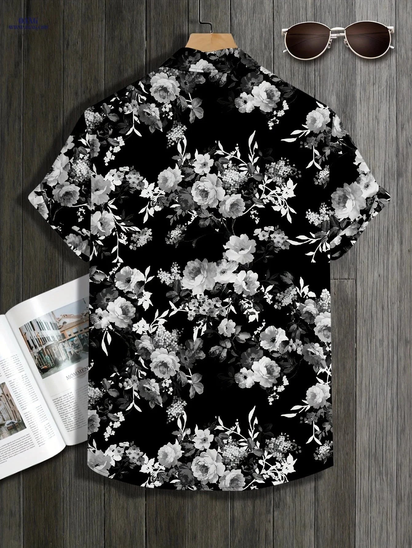 Stylish Short-Sleeved Floral Shirt - Perfect for Vacations and Casual Outings   OAXG Black / FR S