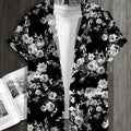 Stylish Short-Sleeved Floral Shirt - Perfect for Vacations and Casual Outings   OAXG Black / FR S
