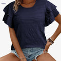 Stylish Slim-fit Cropped Top - Breathable & Elegant for Spring/Summer   OAXG Navy Blue / S