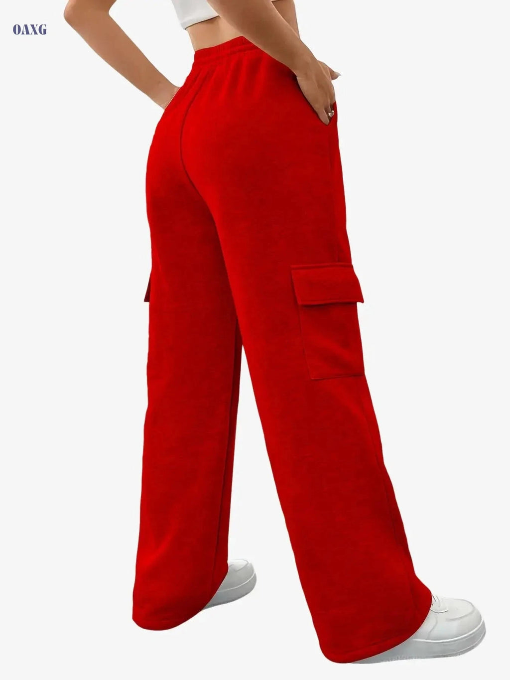 Stylish Solid Color Women's Cargo Jogger Pants - Heavyweight & Stretchy   OAXG 
