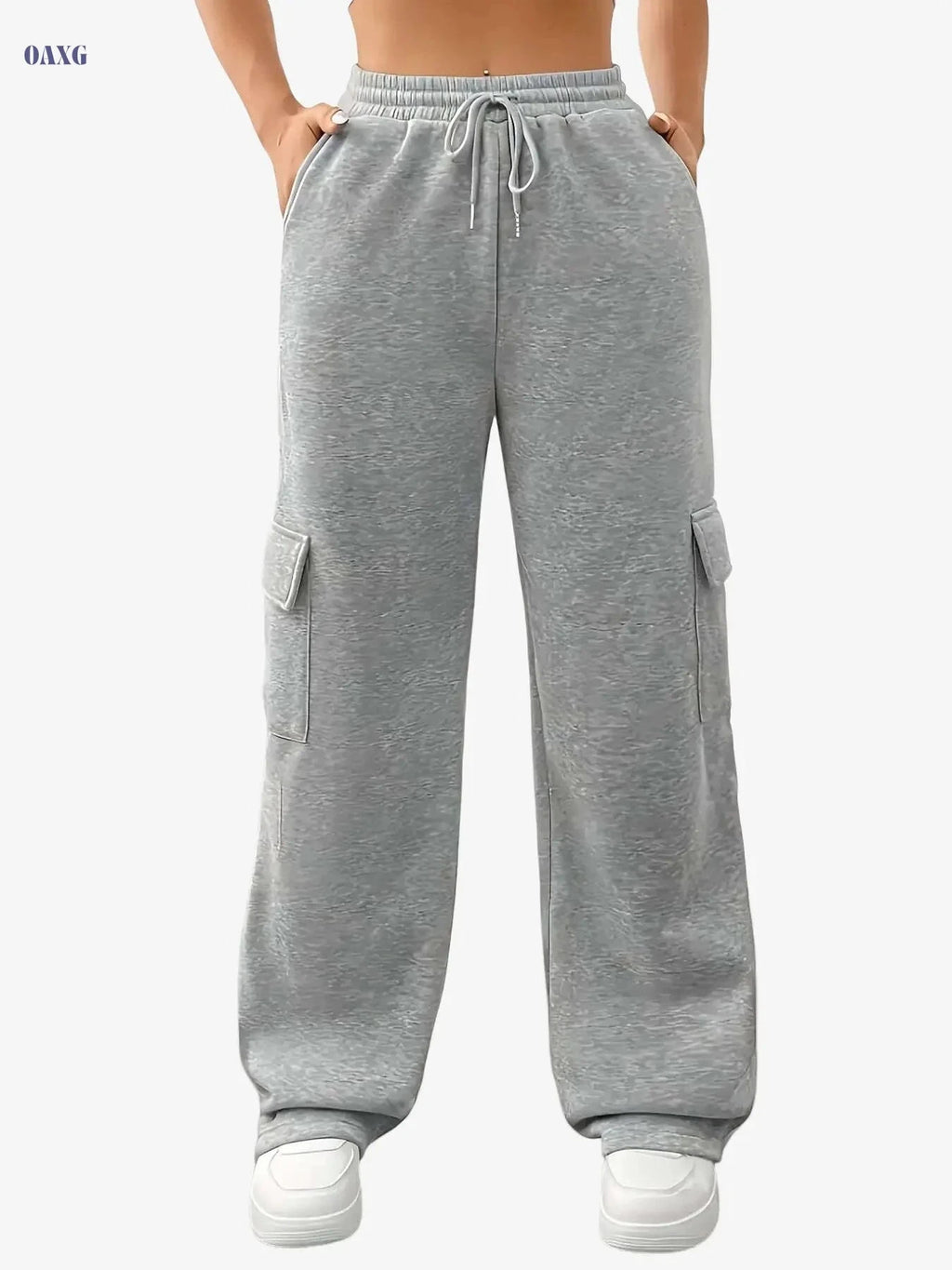 Stylish Solid Color Women's Cargo Jogger Pants - Heavyweight & Stretchy   OAXG Grey / S