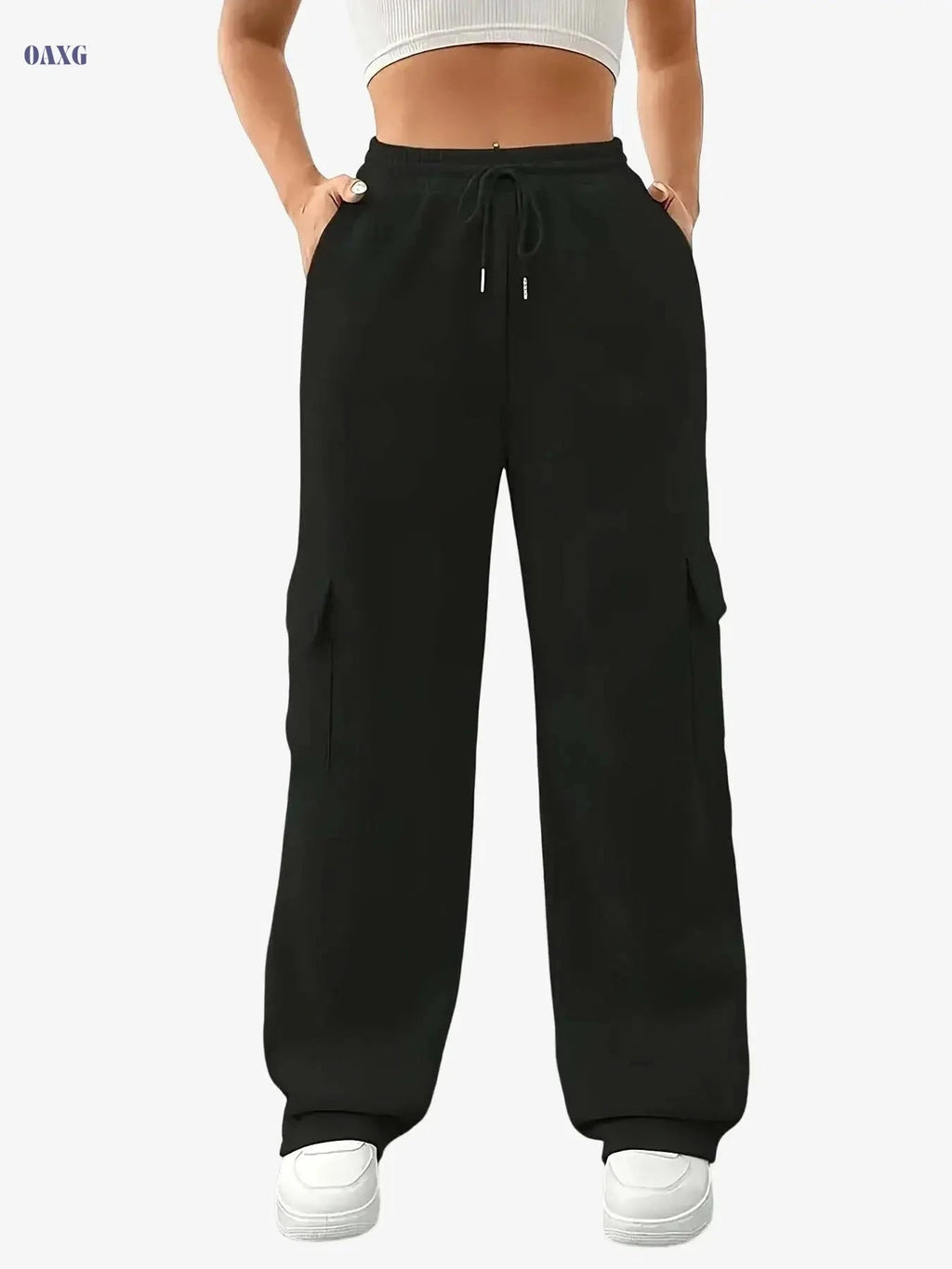 Stylish Solid Color Women's Cargo Jogger Pants - Heavyweight & Stretchy   OAXG Grey / S