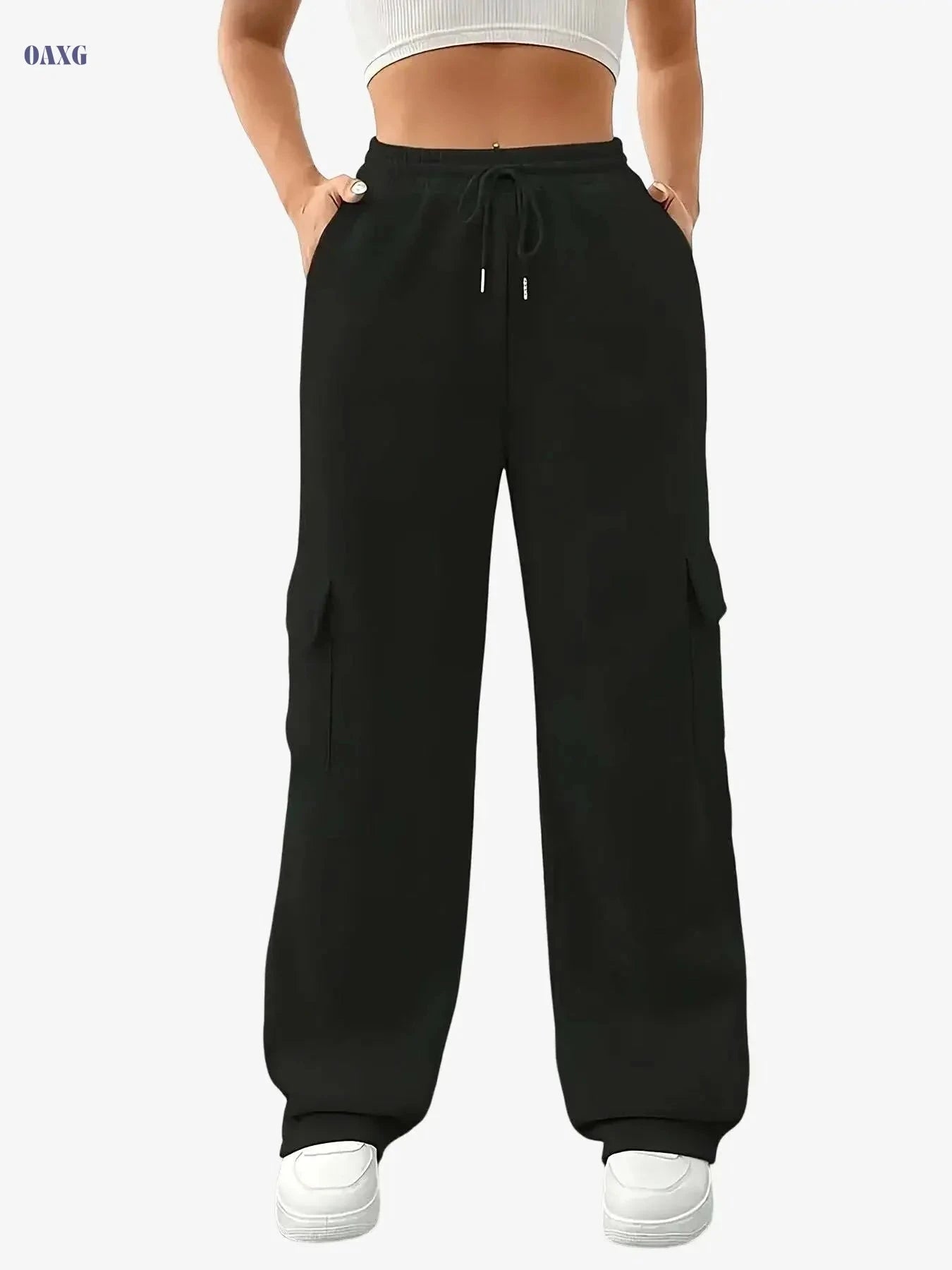 Stylish Solid Color Women's Cargo Jogger Pants - Heavyweight & Stretchy   OAXG Grey / S