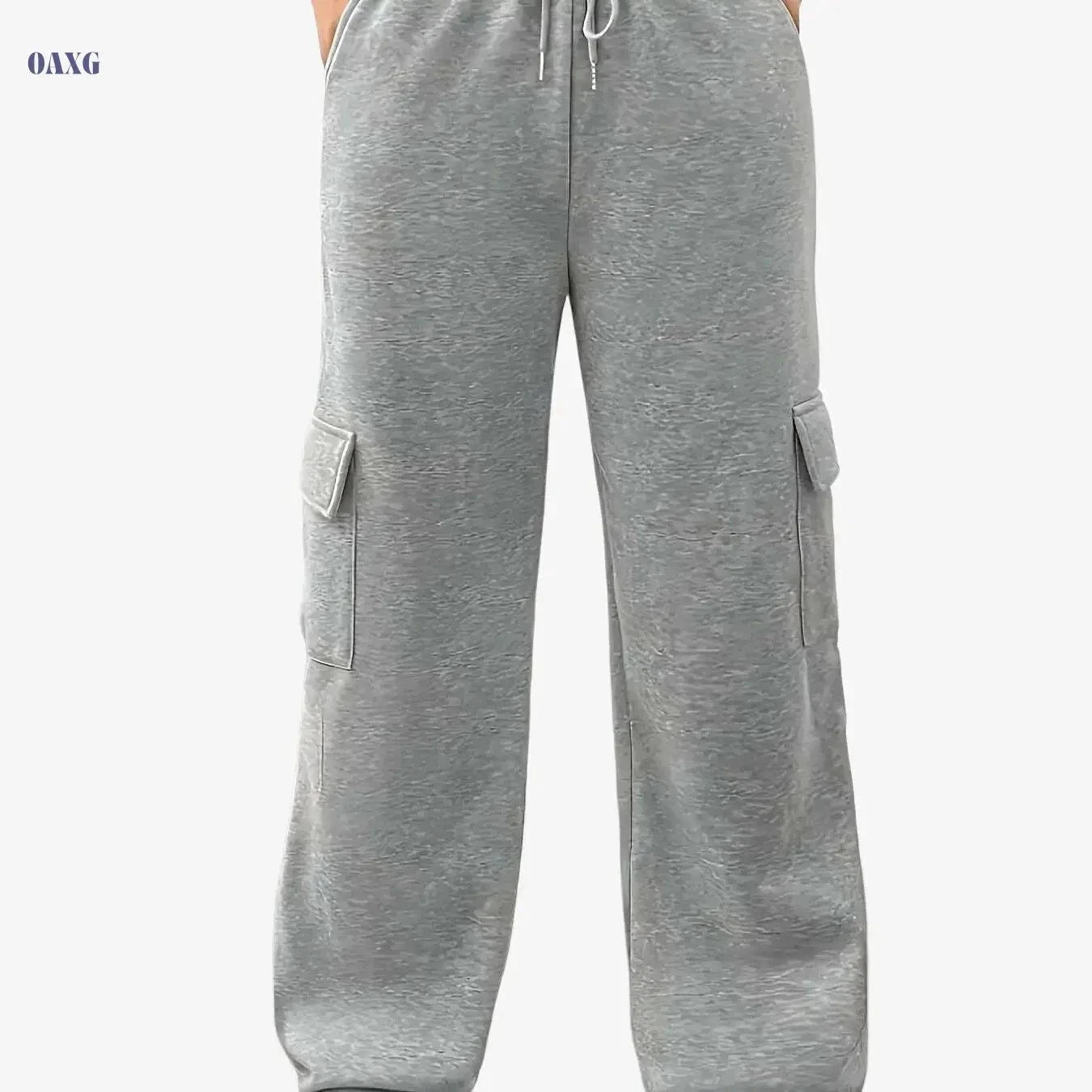 Stylish Solid Color Women's Cargo Jogger Pants - Heavyweight & Stretchy   OAXG Grey / S
