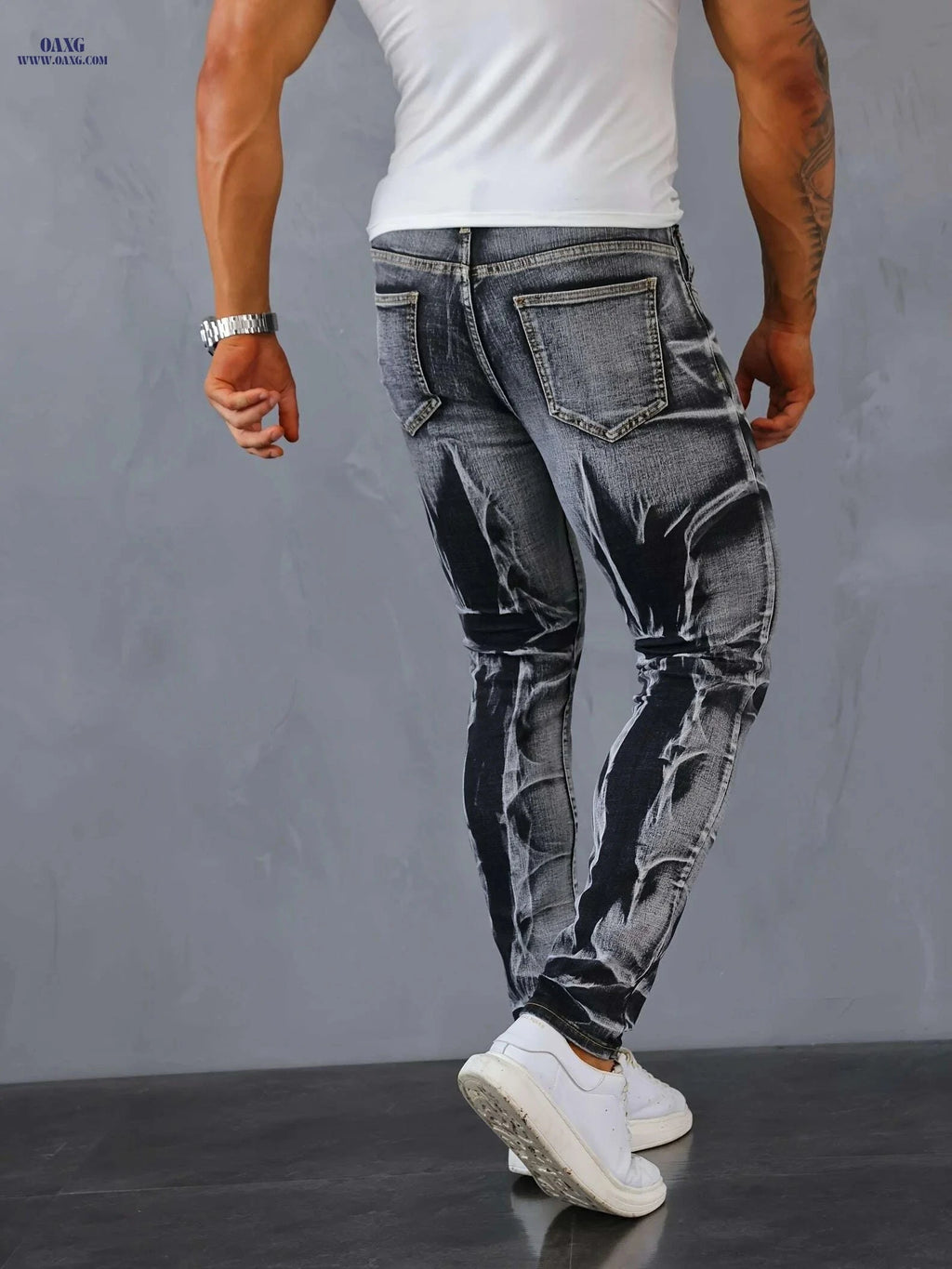 Stylish Stretch Denim Men's Trousers - Comfortable Casual Wear   OAXG Space Gray / 30