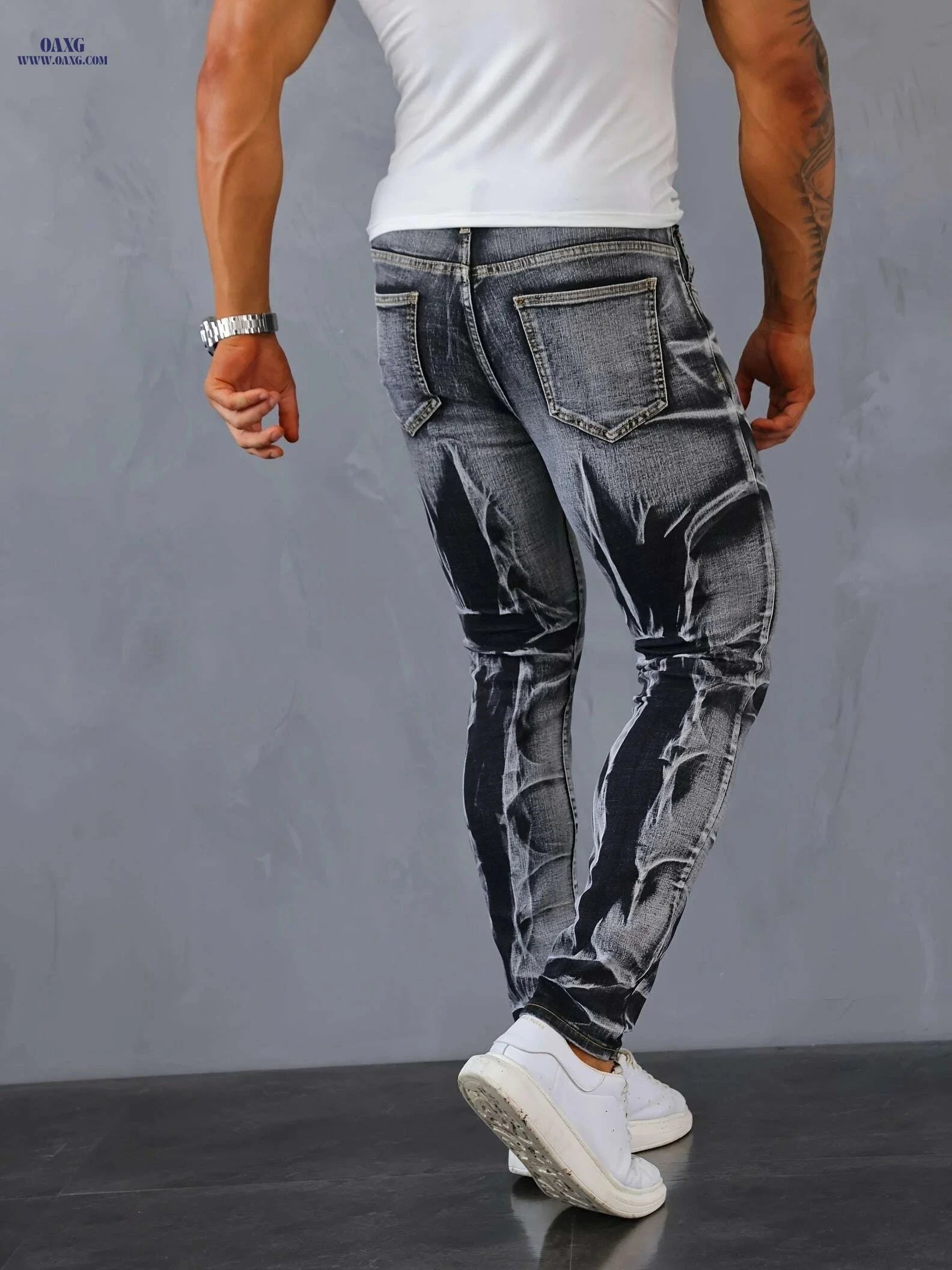 Stylish Stretch Denim Men's Trousers - Comfortable Casual Wear   OAXG Space Gray / 30