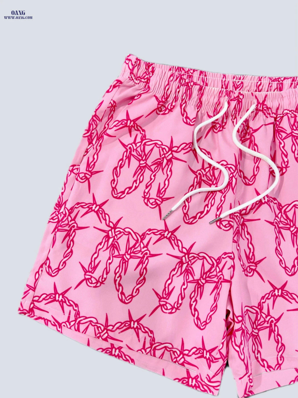 Stylish Thorn Graphic Board Shorts - Comfortable Fit for Summer Fun   OAXG Pink Color / XS