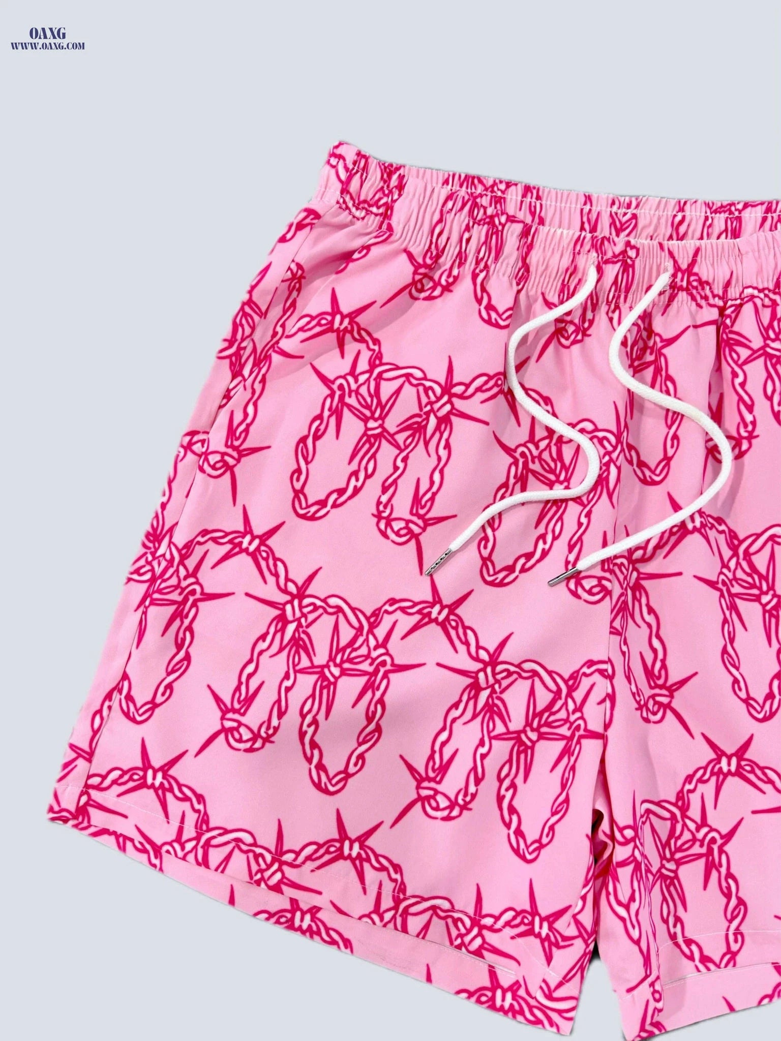 Stylish Thorn Graphic Board Shorts - Comfortable Fit for Summer Fun   OAXG Pink Color / XS
