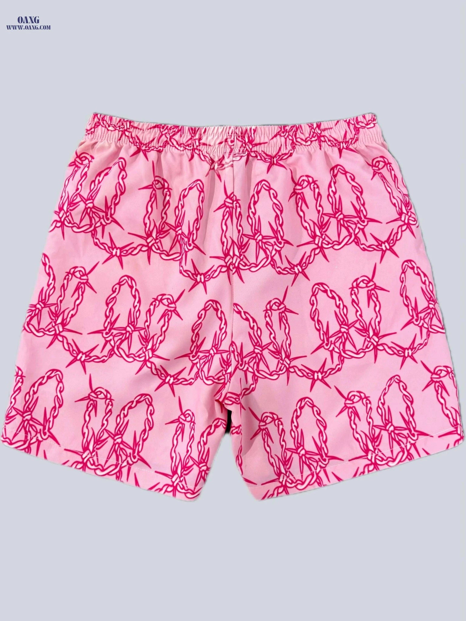 Stylish Thorn Graphic Board Shorts - Comfortable Fit for Summer Fun   OAXG Pink Color / XS