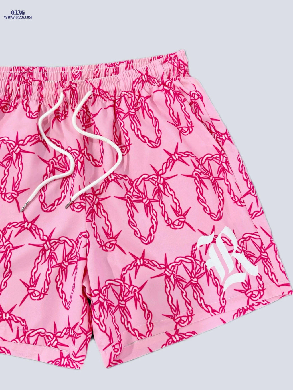 Stylish Thorn Graphic Board Shorts - Comfortable Fit for Summer Fun   OAXG Pink Color / XS