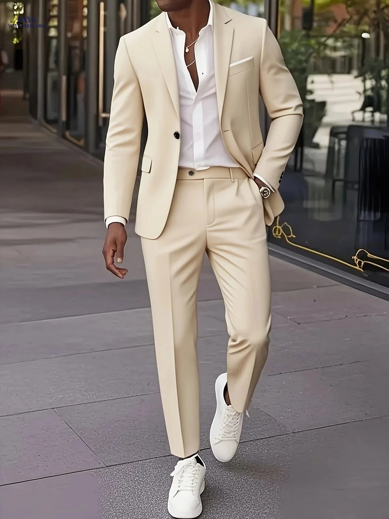 Stylish Two-Piece Suit Set for Men - Jacket & Trousers for All Occasions   OAXG 