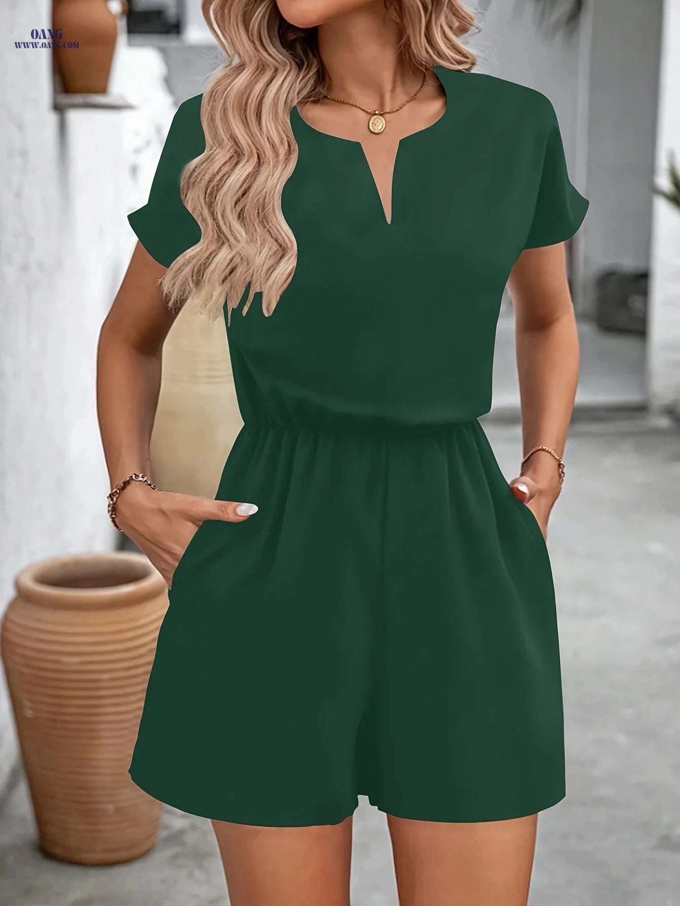 Stylish V-Neck Cutout Top - Spring/Summer Vacation Collection   OAXG 