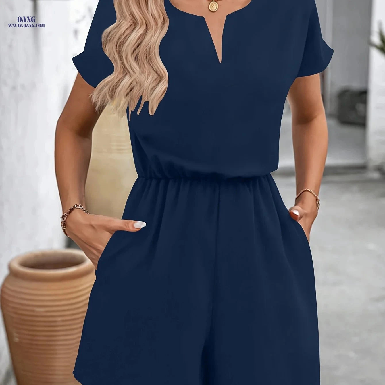 Stylish V-Neck Cutout Top - Spring/Summer Vacation Collection   OAXG 