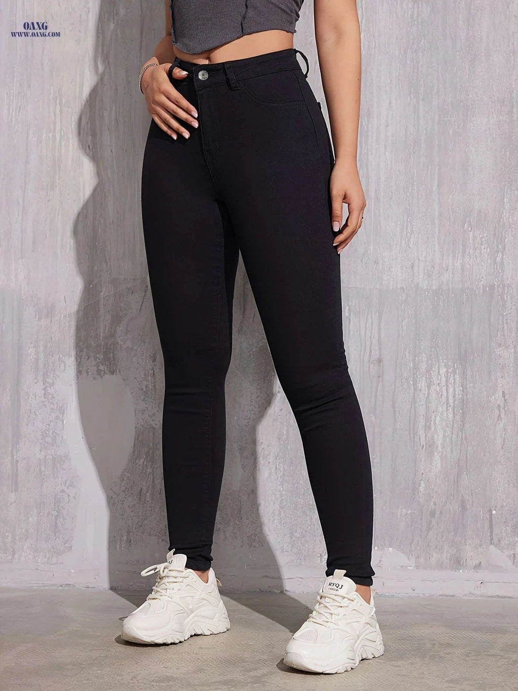 Stylish Versatile Skinny Jeans - High Stretch for All Seasons   OAXG Black / XS