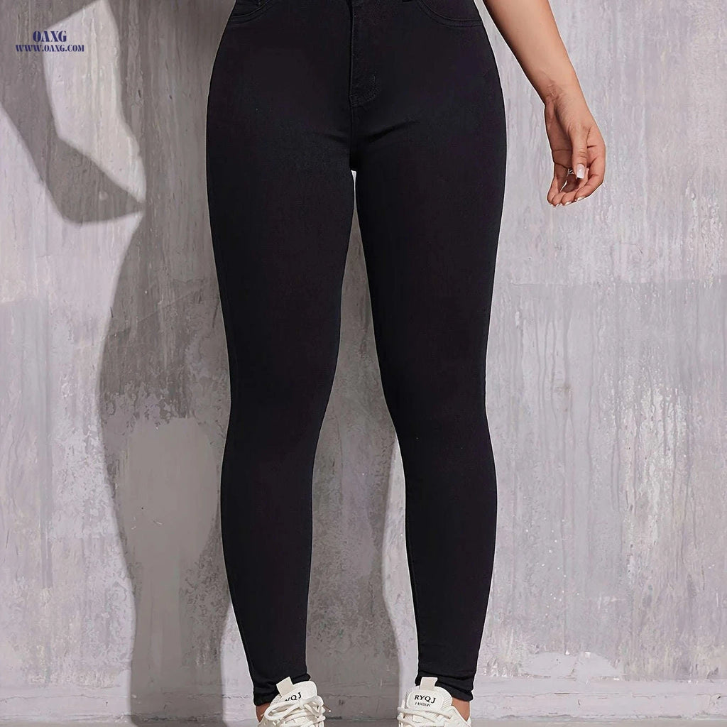 Stylish Versatile Skinny Jeans - High Stretch for All Seasons   OAXG Black / XS