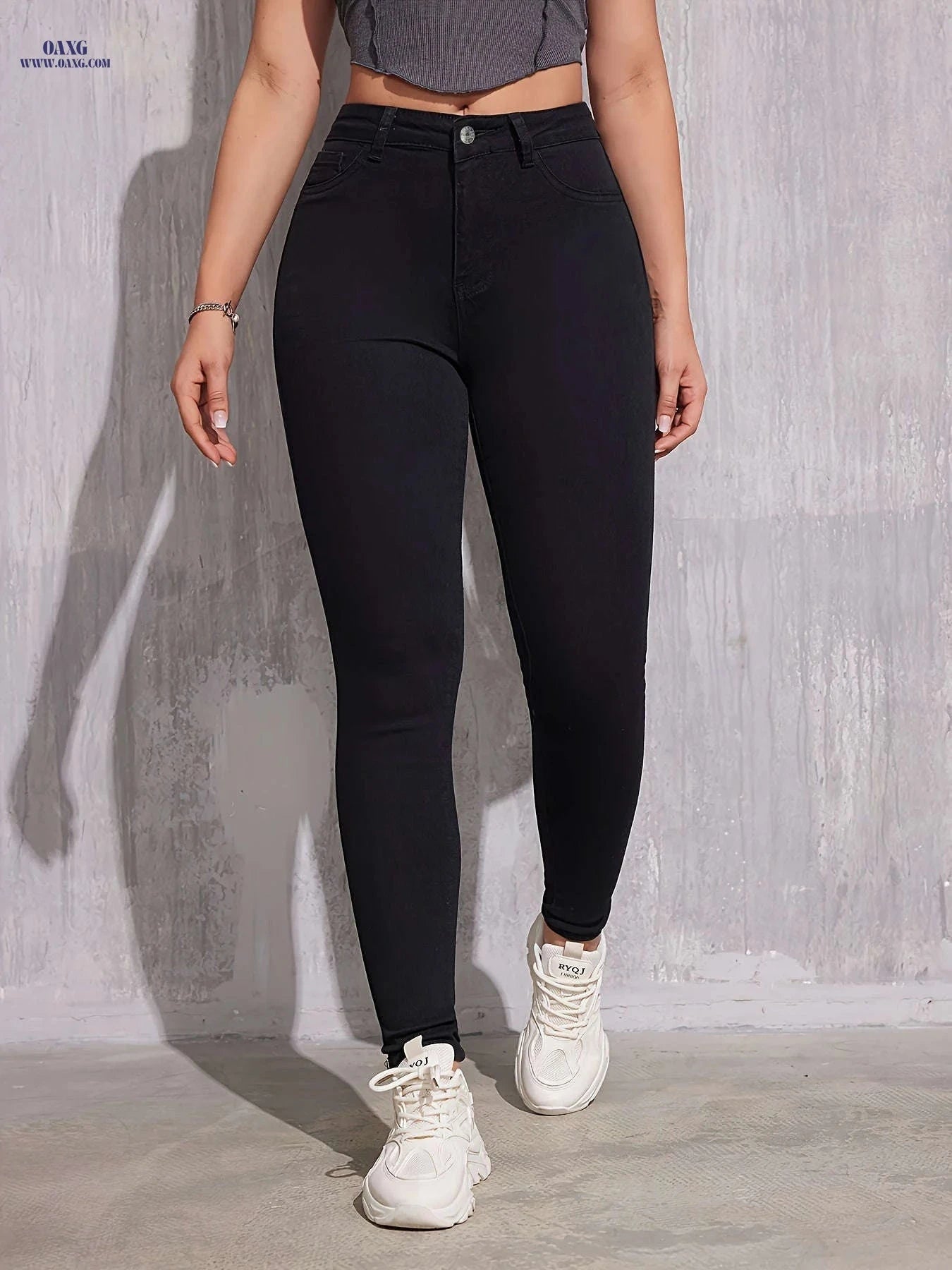 Stylish Versatile Skinny Jeans - High Stretch for All Seasons   OAXG Black / XS