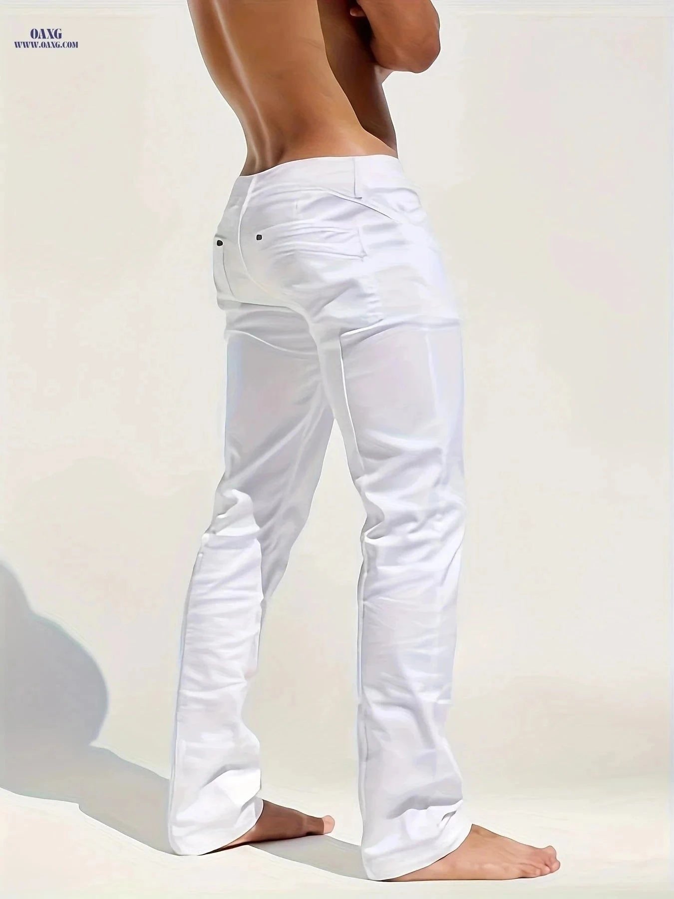 Stylish White Slim Jeans for Men - All-Season Casual Denim   OAXG White / FR S