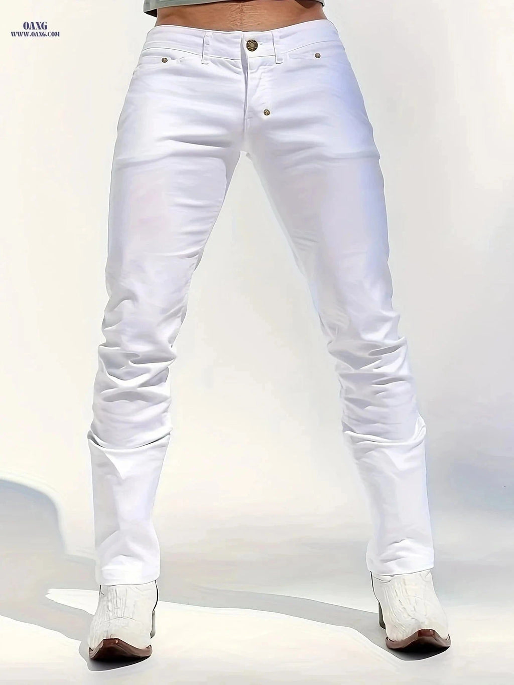 Stylish White Slim Jeans for Men - All-Season Casual Denim   OAXG White / FR S