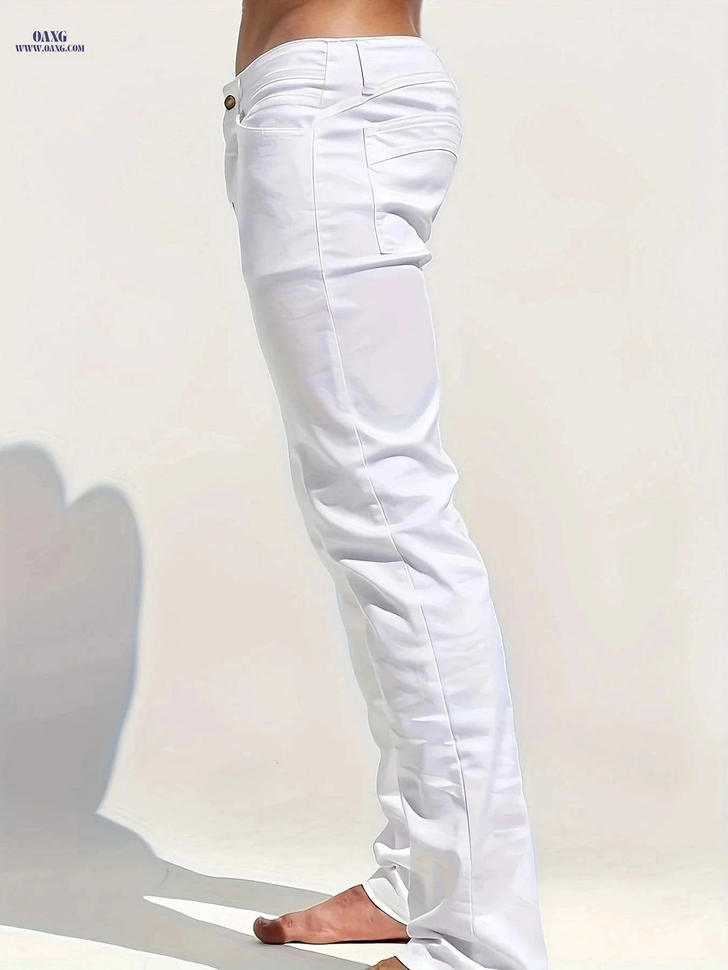 Stylish White Slim Jeans for Men - All-Season Casual Denim   OAXG White / FR S