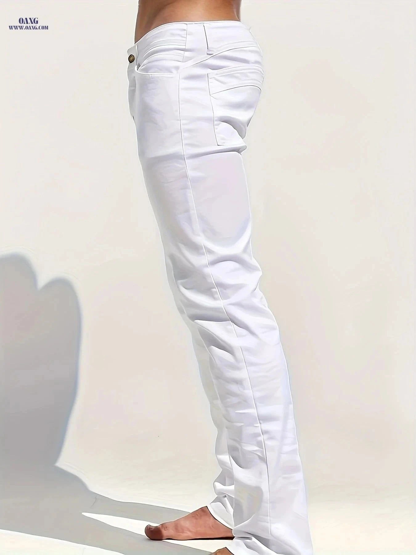 Stylish White Slim Jeans for Men - All-Season Casual Denim   OAXG White / FR S