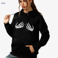 Stylish Women’s Casual Hoodie - Drawstring, Rib-Knit, Loose Fit   OAXG Black / XXS