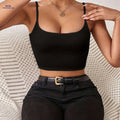 Stylish Women's Crop Spaghetti Strap Top - Versatile Backless Cami   OAXG Black / XS